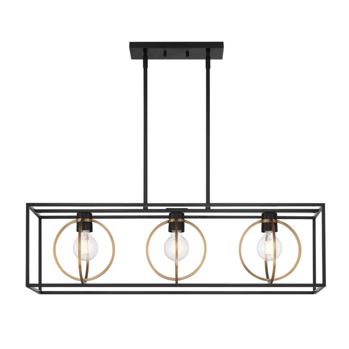 Kew Gardens 3-Light Island Pendant in Matte Black