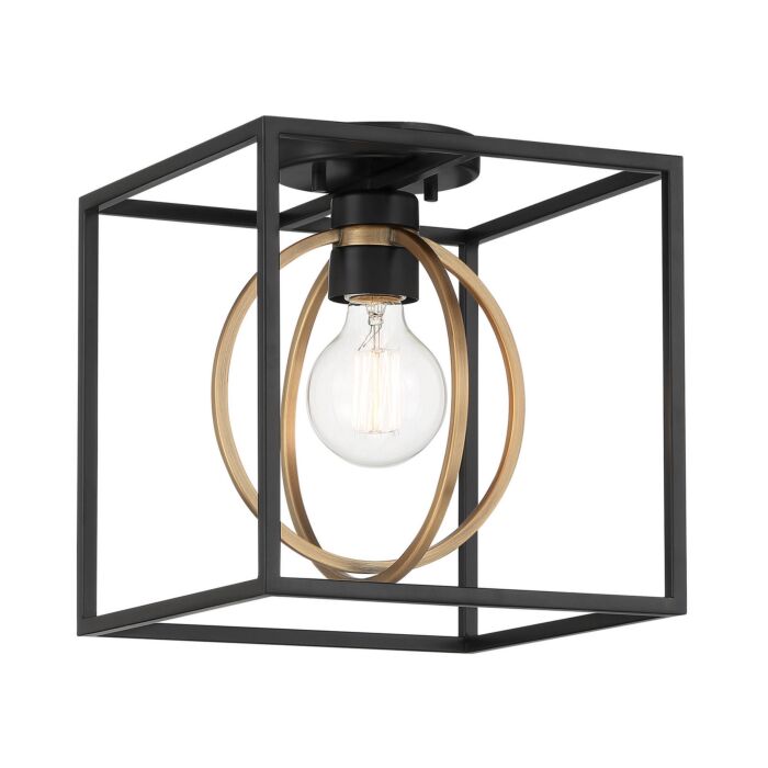 Kew Gardens 1-Light Semi-Flush Mount in Matte Black