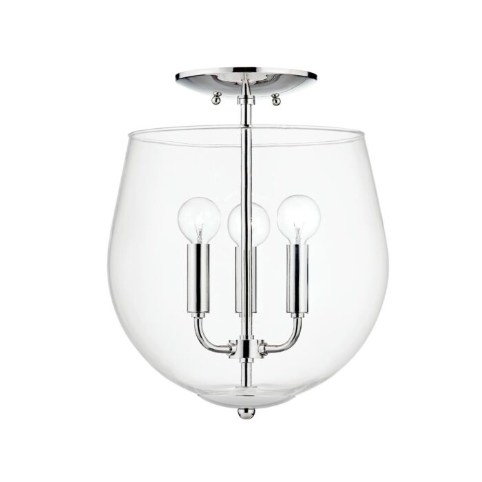 Bobbi 3-Light Semi Flush in Polished Nickel