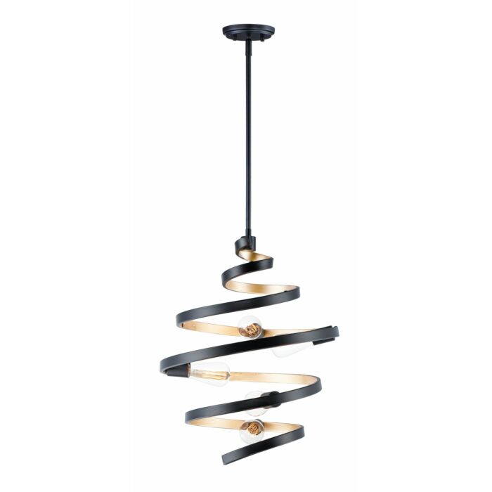 Maxim Twister 5 Light Pendant Light in Black and Gold