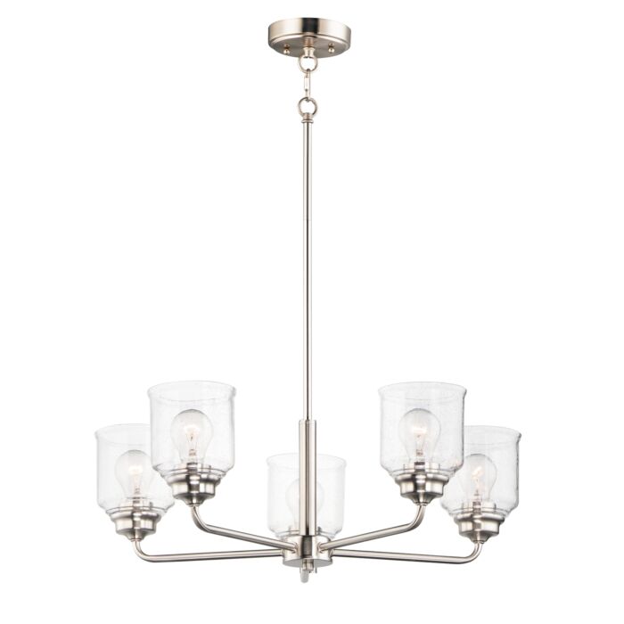 Maxim Acadia 5 Light Transitional Chandelier in Satin Nickel