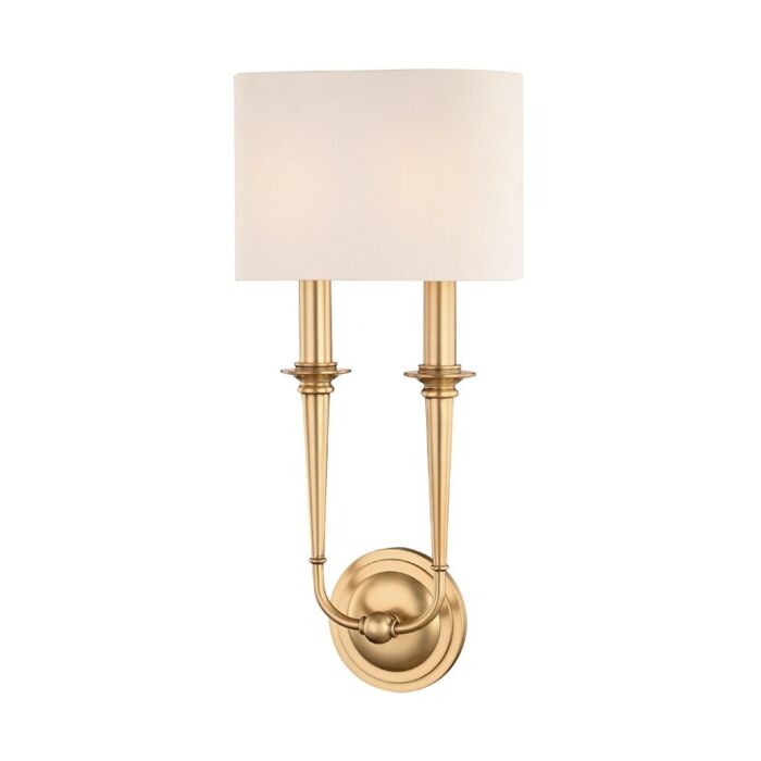 Hudson Valley Lourdes 2 Light 19 Inch Wall Sconce in Aged Brass