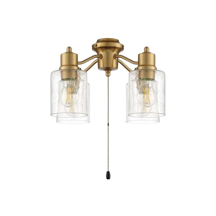 Light Kit-Armed 4-Light LED Fan Light Kit in Satin Brass