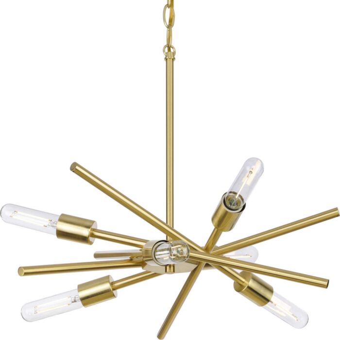 Astra 6-Light Chandelier in Satin Brass