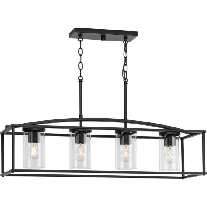 Swansea 4-Light Outdoor Island Chandelier in Matte Black