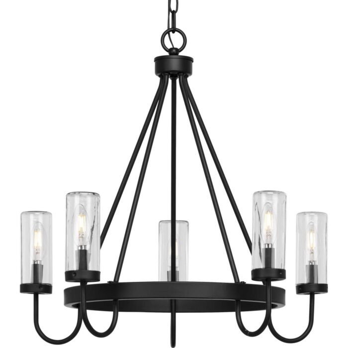 Swansea 5-Light Outdoor Chandelier in Matte Black