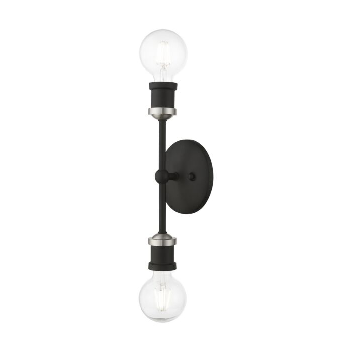 Lansdale 2-Light Bathroom Vanity Sconce in Black w with Brushed Nickel