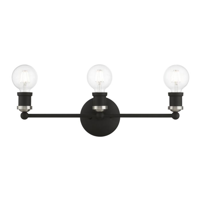Lansdale 3-Light Bathroom Vanity Sconce in Black w with Brushed Nickel