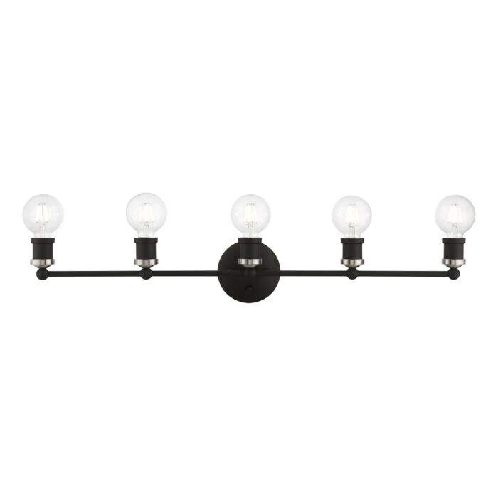 Lansdale 5-Light Bathroom Vanity Sconce in Black w with Brushed Nickel