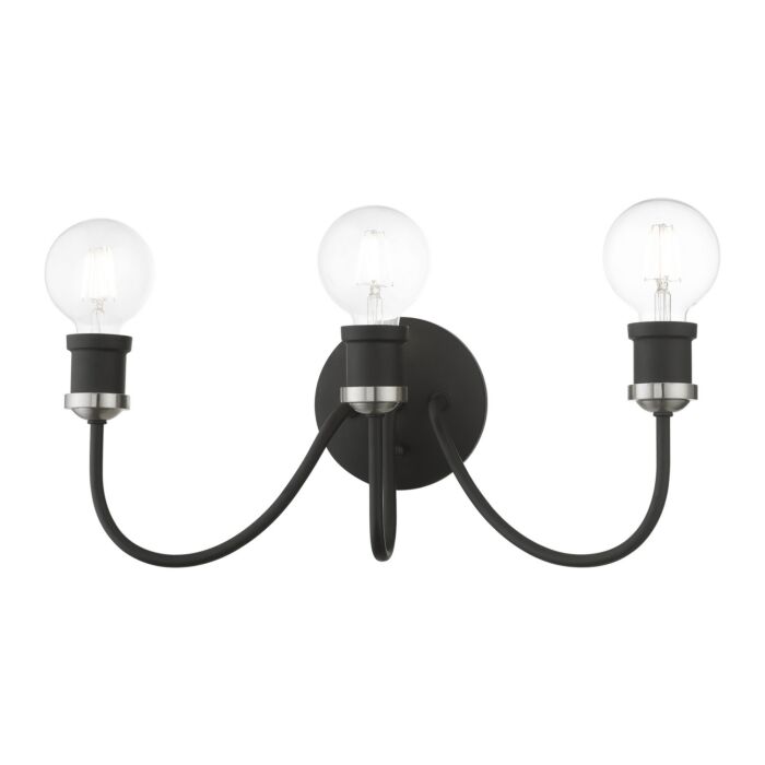 Lansdale 3-Light Bathroom Vanity Sconce in Black w with Brushed Nickel
