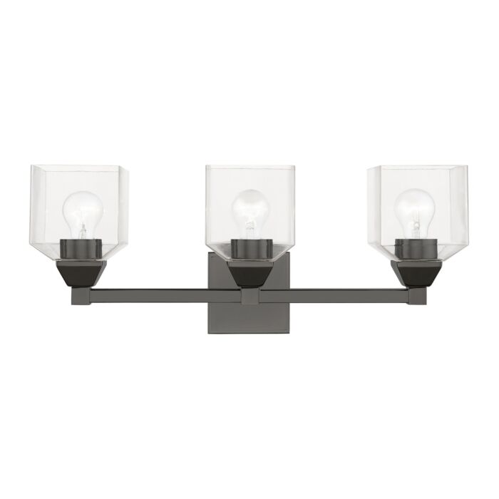 Aragon 3-Light Bathroom Vanity Sconce in Black Chrome