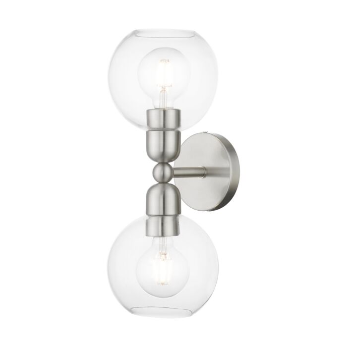 Downtown 2-Light Bathroom Vanity Sconce in Brushed Nickel