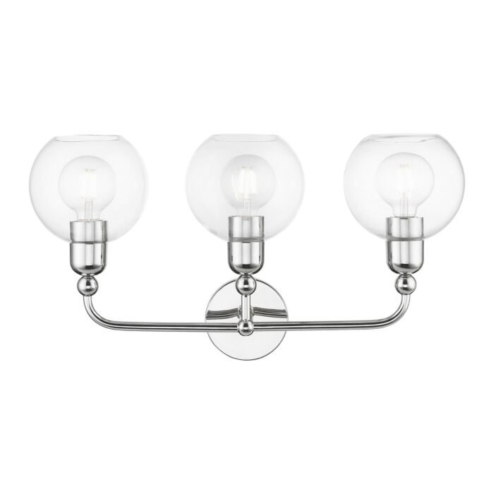 Downtown 3-Light Bathroom Vanity Sconce in Polished Chrome
