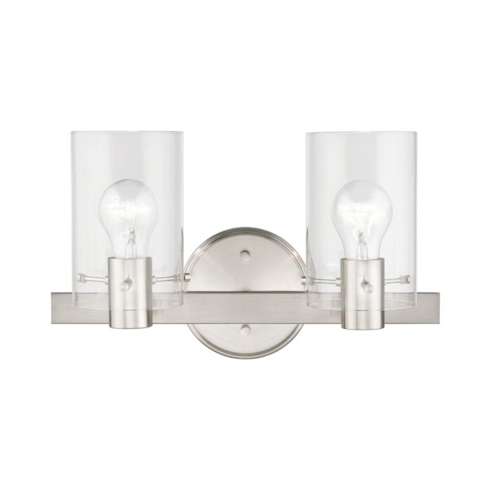 Munich 2-Light Bathroom Vanity Sconce in Brushed Nickel