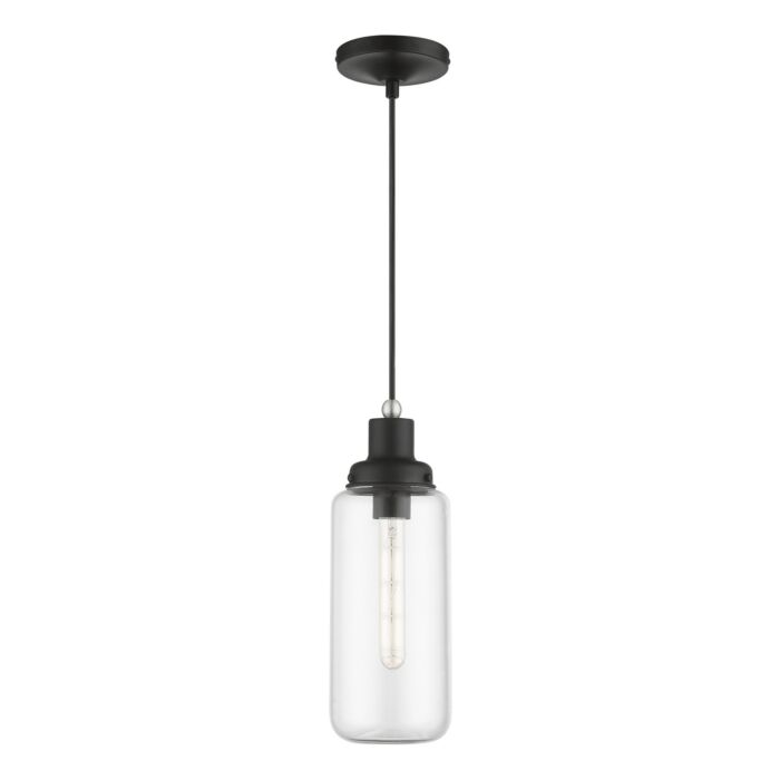 Oakhurst 1-Light Mini Pendant in Black w with Brushed Nickel