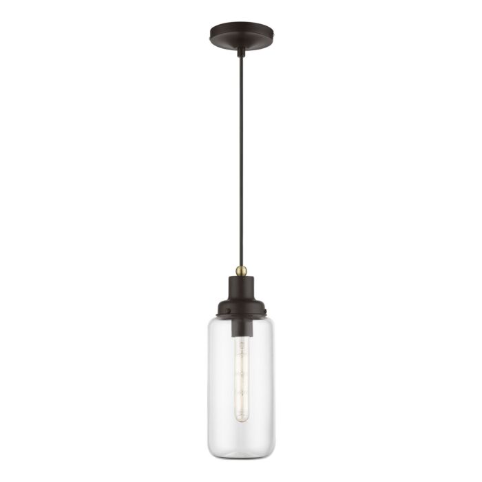 Oakhurst 1-Light Mini Pendant in Bronze w with Antique Brass