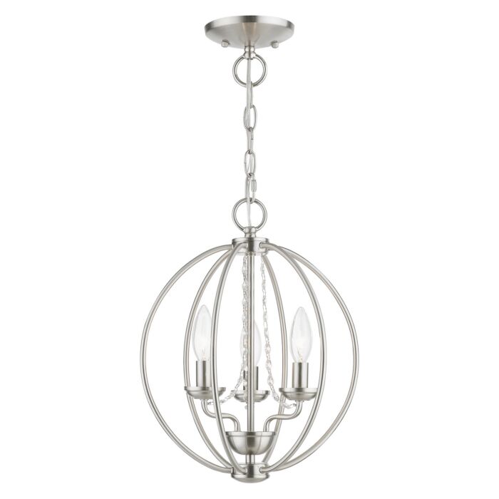 Arabella 3-Light Convertible Mini Chandelier with Semi-Flush in Brushed Nickel