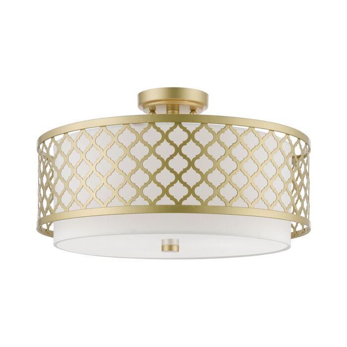 Arabesque 3-Light Semi-Flush Mount in Soft Gold