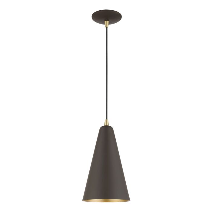 Dulce 1-Light Mini Pendant in Bronze w with Antique Brass