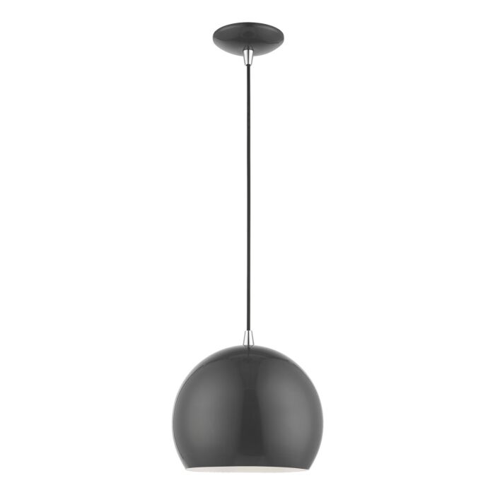 Piedmont 1-Light Pendant in Shiny Dark Gray w with Polished Chrome