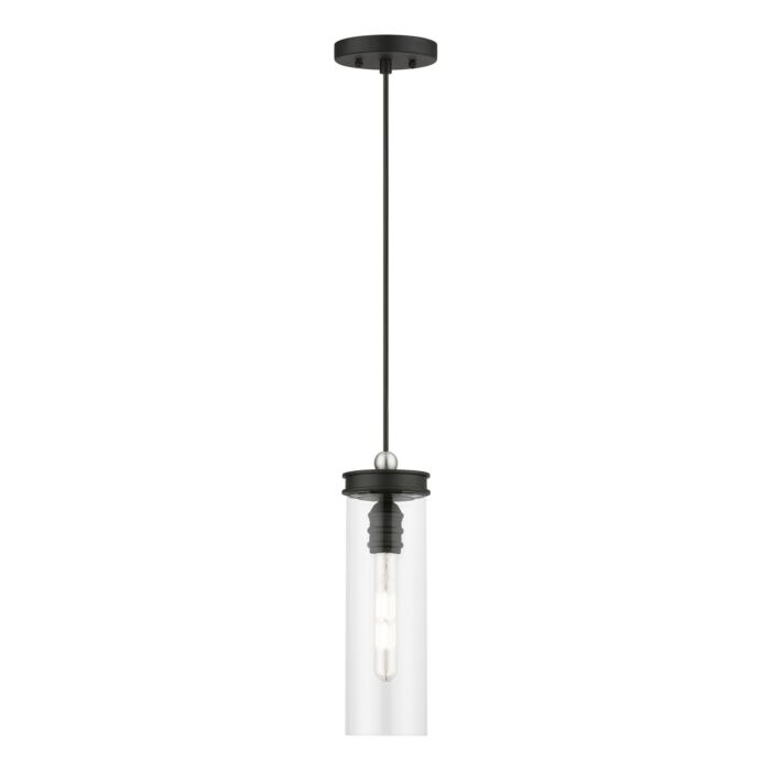 Devoe 1-Light Mini Pendant in Black w with Brushed Nickel