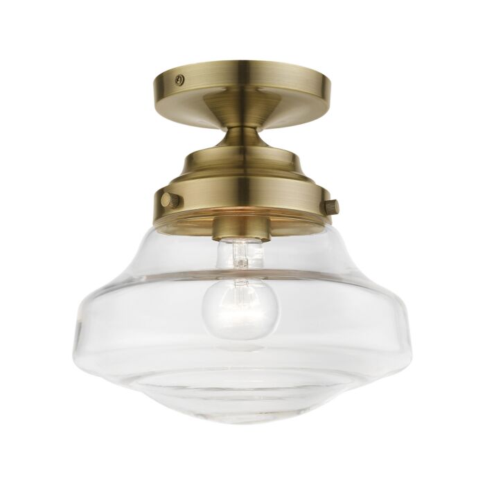 Avondale 1-Light Semi-Flush Mount in Antique Brass