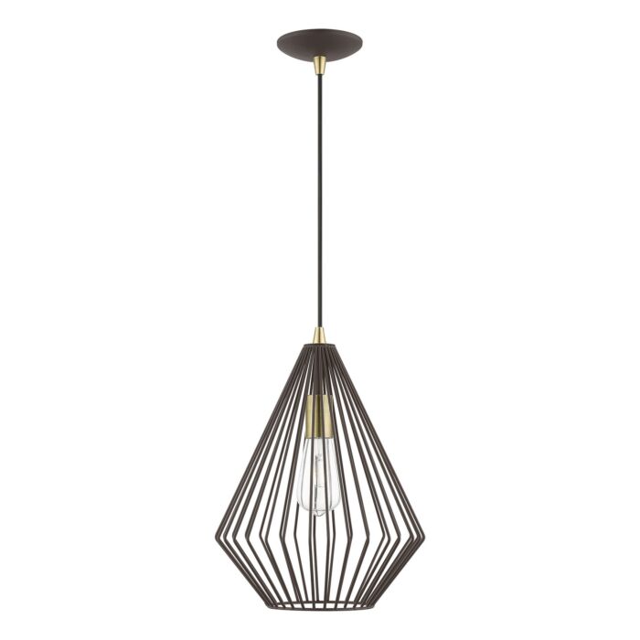 Linz 1-Light Pendant in Bronze w with Antique Brass