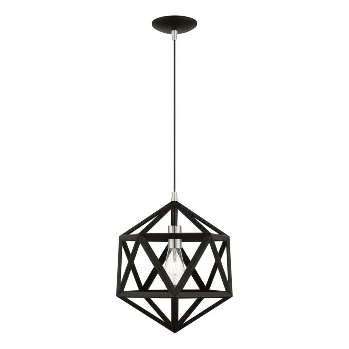 Ashland 1-Light Pendant in Black w with Brushed Nickel