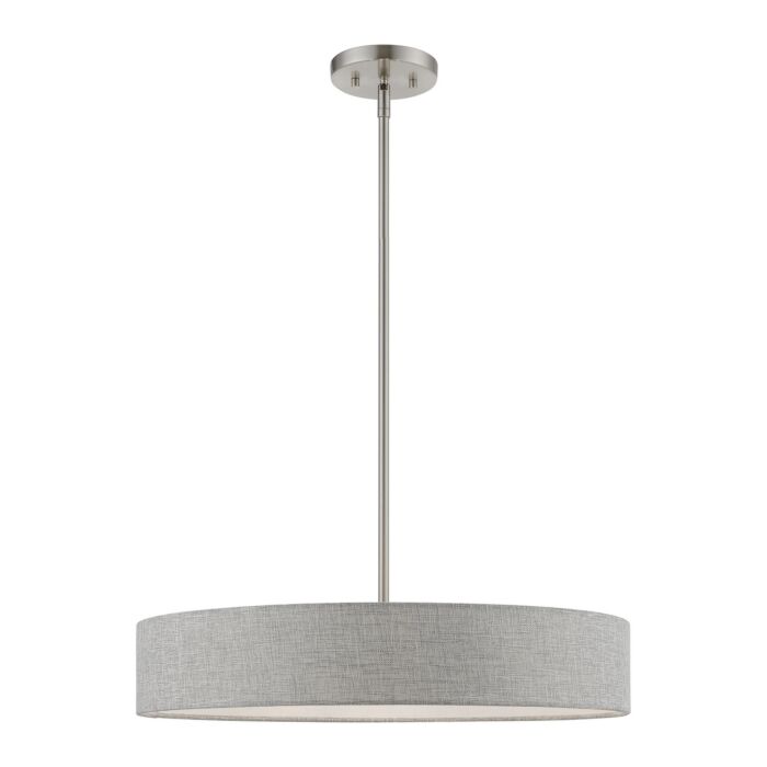 Elmhurst 4-Light Pendant in Brushed Nickel w with Shiny White