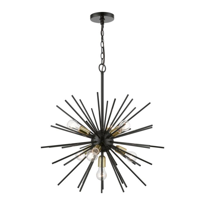 Tribeca 7-Light Chandelier in Shiny Black w with Polished Brass