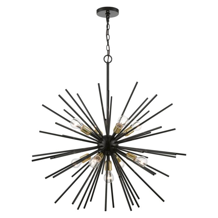 Tribeca 9-Light Foyer Chandelier in Shiny Black w with Polished Brass