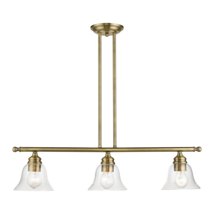 Moreland 3-Light Linear Chandelier in Antique Brass