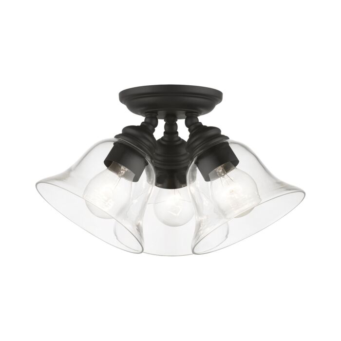 Moreland 3-Light Semi-Flush Mount in Black