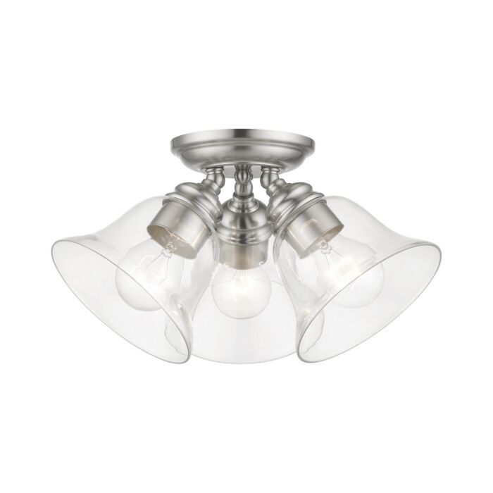 Moreland 3-Light Semi-Flush Mount in Brushed Nickel
