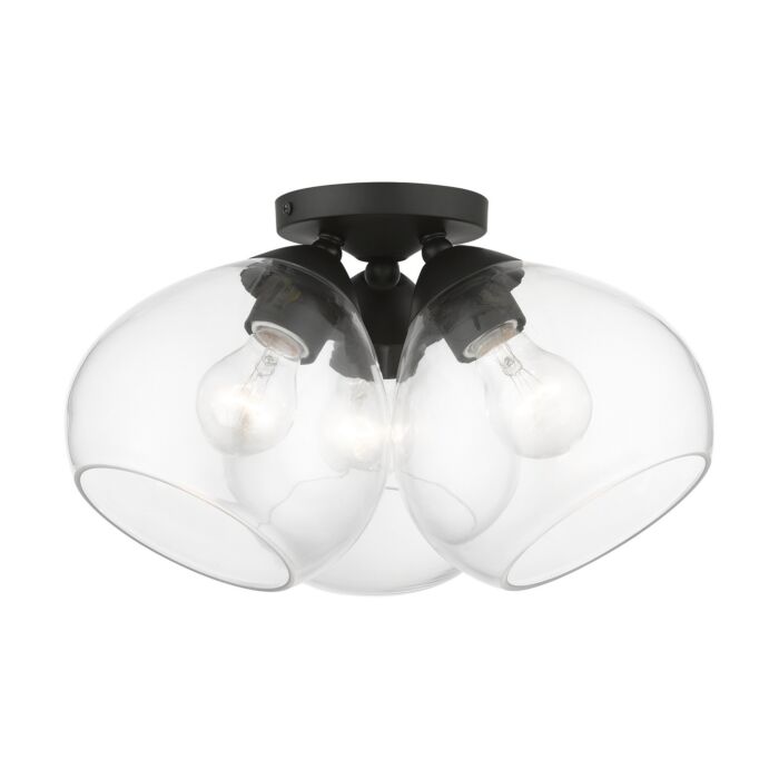 Catania 3-Light Semi-Flush Mount in Black