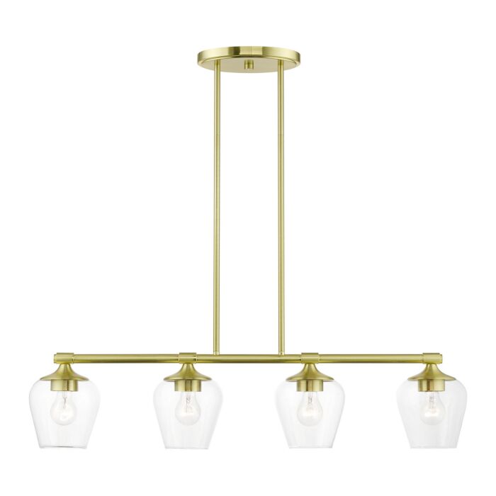 Willow 4-Light Linear Chandelier in Satin Brass