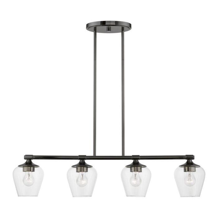 Willow 4-Light Linear Chandelier in Black Chrome