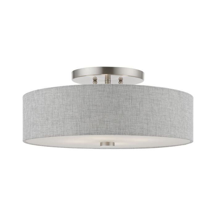 Dakota 4-Light Semi-Flush Mount in Brushed Nickel w with Shiny White