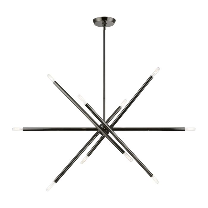 Soho 10-Light Linear Chandelier in Black Chrome