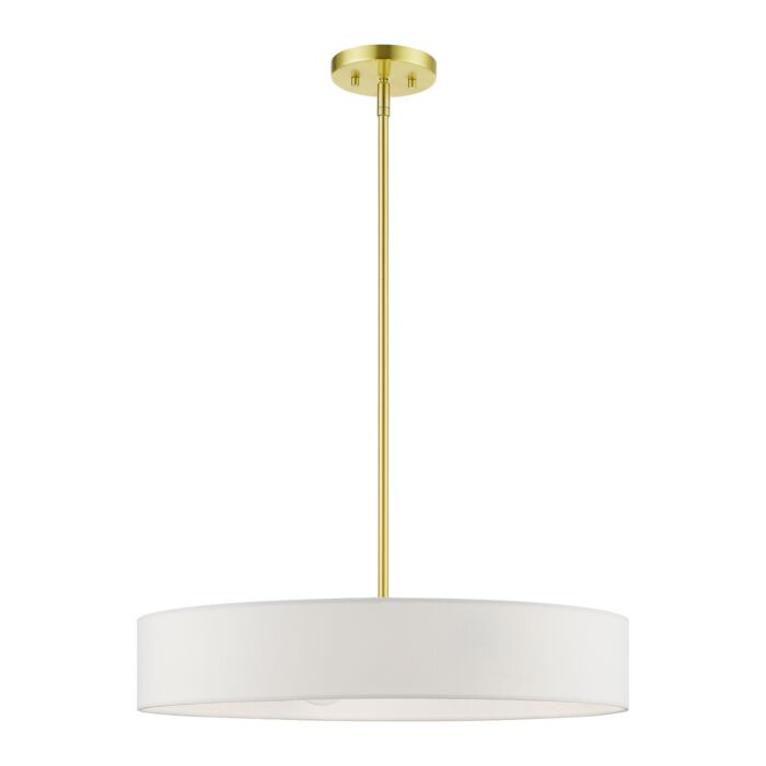 Venlo 4-Light Pendant in Satin Brass w with Shiny White