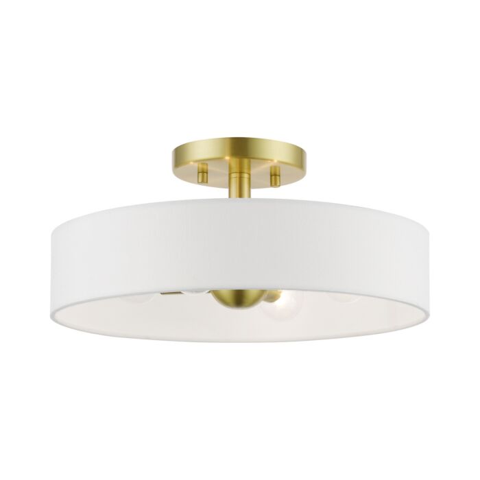Venlo 4-Light Semi-Flush Mount in Satin Brass w with Shiny White