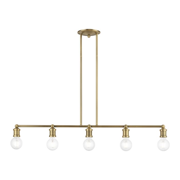 Lansdale 5-Light Linear Chandelier in Antique Brass