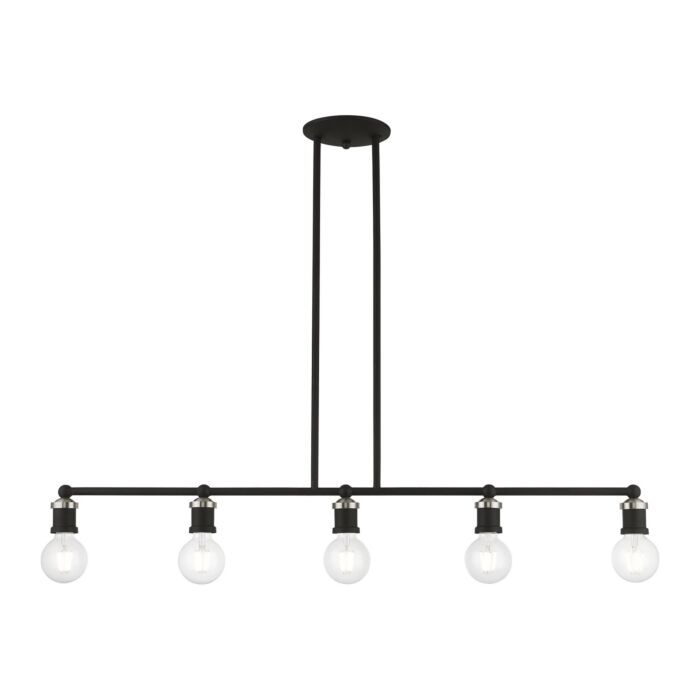 Lansdale 5-Light Linear Chandelier in Black w with Brushed Nickel