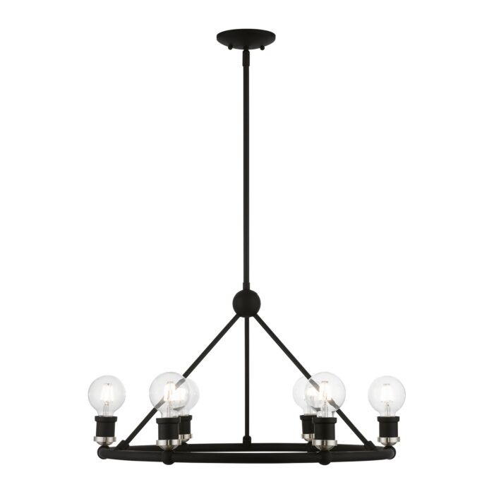 Lansdale 6-Light Chandelier in Black w with Brushed Nickel