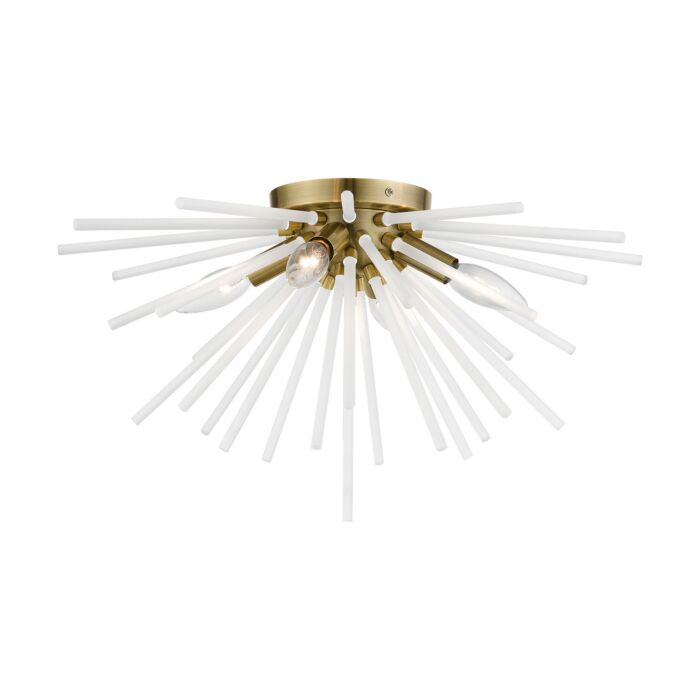 Uptown 4-Light Flush Mount in Antique Brass