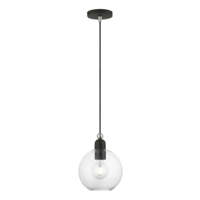 Downtown 1-Light Pendant in Black w with Brushed Nickel