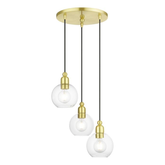Downtown 3-Light Pendant in Satin Brass