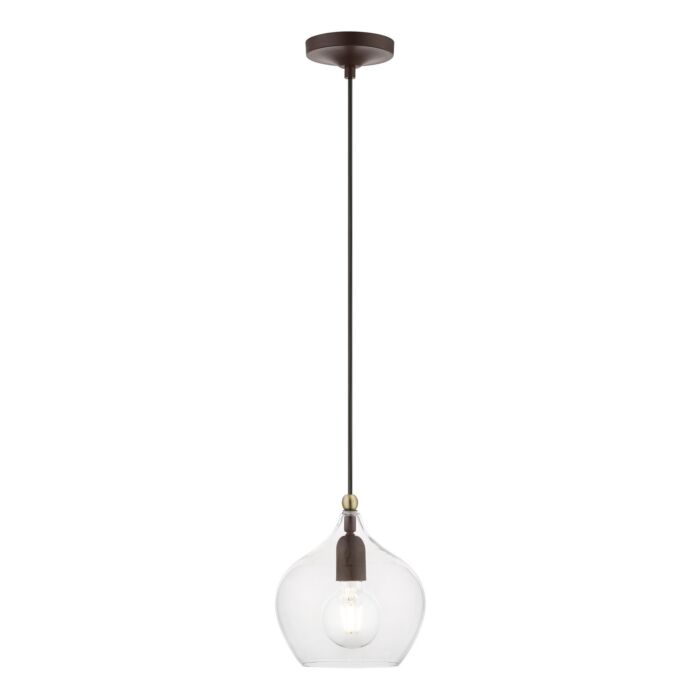 Aldrich 1-Light Pendant in Bronze w with Antique Brass