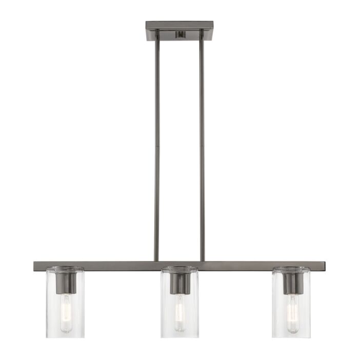 Clarion 3-Light Linear Chandelier in Black Chrome