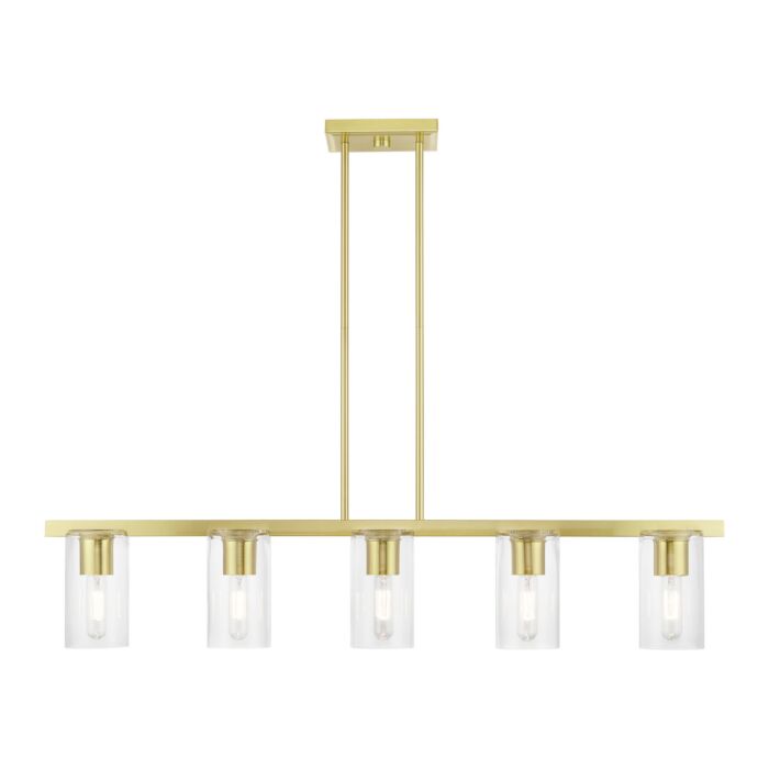 Clarion 5-Light Linear Chandelier in Satin Brass
